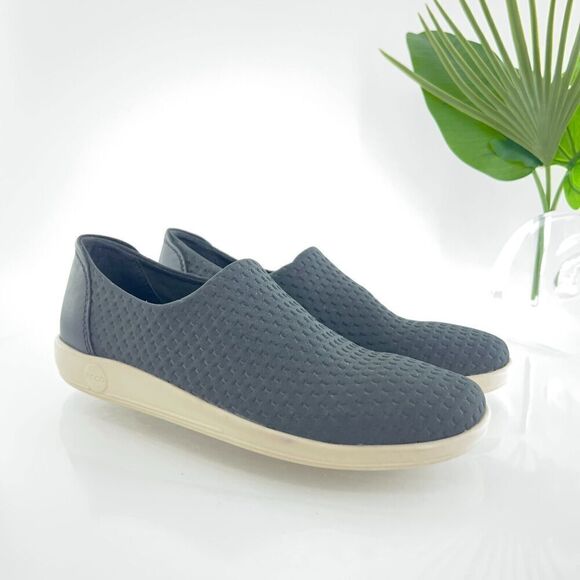 Ecco Women's Soft 2.0 Slip On Shoe Size 37 6 Black Fabric Casual Flat Stretchy - Picture 2 of 13